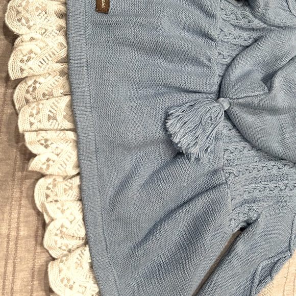 Matilda Jane Jacket Blue with Lace Trim, Cherry Pockets & Hood - Picture 3 of 6